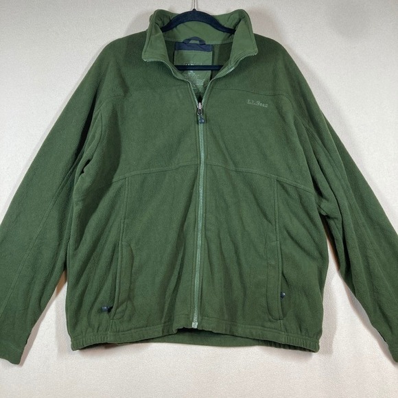 L.L. Bean Zip Up Fleece Men's Sz XL Olive Green Outdoor Gorpcore Camp Hike Walk - Picture 1 of 8